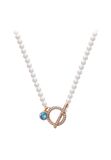 Gaya Ketting blauw / rose-goud / parelwit