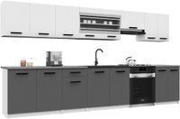 B BELINI GROUP BELINI Keukenblok ITALIA 3 - Keukenmeubel Set 320 cm Wit-Grijs Mat met Werkbladen - Boven- en Onderkasten