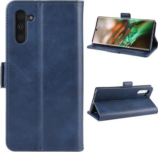 Voor Galaxy Note 10 Dual-side magnetische gesp Crazy Horse horizontale flip lederen tas met houder &amp; kaartsleuven &amp; portemonnee &amp; fotolijst (blauw)