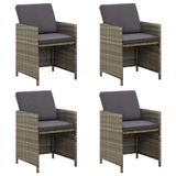 VidaXL Tuinstoelen 4 stuks met kussens, polyrattan, grijs
