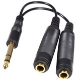 OmniaLaser 6.3 jack splitterkabel, 6,3 mm jack naar 6,30 mm stereo-jackstekker, Y-splitterkabel, stereo, 22 cm
