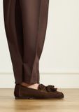 Manfield Dames Donkerbruine Suède Loafers Maat 41