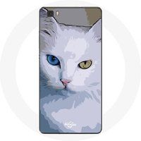 Maniacase Hoesje voor Huawei P8 Lite Van Turk Cat blauw oog en geel oog