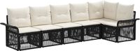 vidaXL Tuinbank - Set - 6 zitplekken - Zwart - Polyrattan