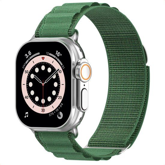 Accezz Nylon Alpine bandje voor de Apple Watch | 44/45/46/49 mm - Olive Green