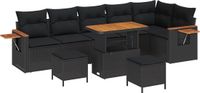 vidaXL Tuinbank Set Zwart Polyrattan 11 Kussens