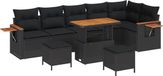 vidaXL Tuinbank Set Zwart Polyrattan 11 Kussens