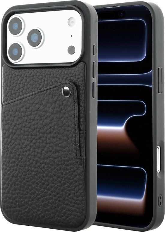 Selencia Hoesje - Geschikt voor Apple iPhone 17 Pro - Backcover met Pashouder - Zwart