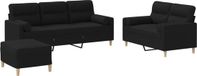 vidaXL 3-delige Loungeset met kussens stof noir