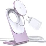 Mag-Safe Draadloze oplader met inductief laadstation, magnetisch, inductief laadstation, compatibel met iPhone 16/15/14/13/12/11 Pro Max Plus, roze