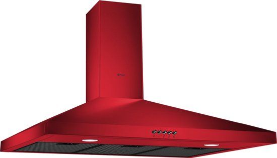 Wiggo WE-E943R(RB) - 90cm Red Wall-mounted Cooker Hood with Carbon Filter