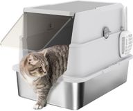 PawHut Kattenbak - Roestvrij staal, ABS en PP - 60,2 x 40,2 x 43,3 cm - Zilver