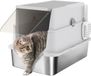 PawHut Kattenbak - Roestvrij staal, ABS en PP - 60,2 x 40,2 x 43,3 cm - Zilver