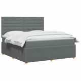 vidaXL Boxspringbed met matras, donkergrijs, 140 x 200 cm