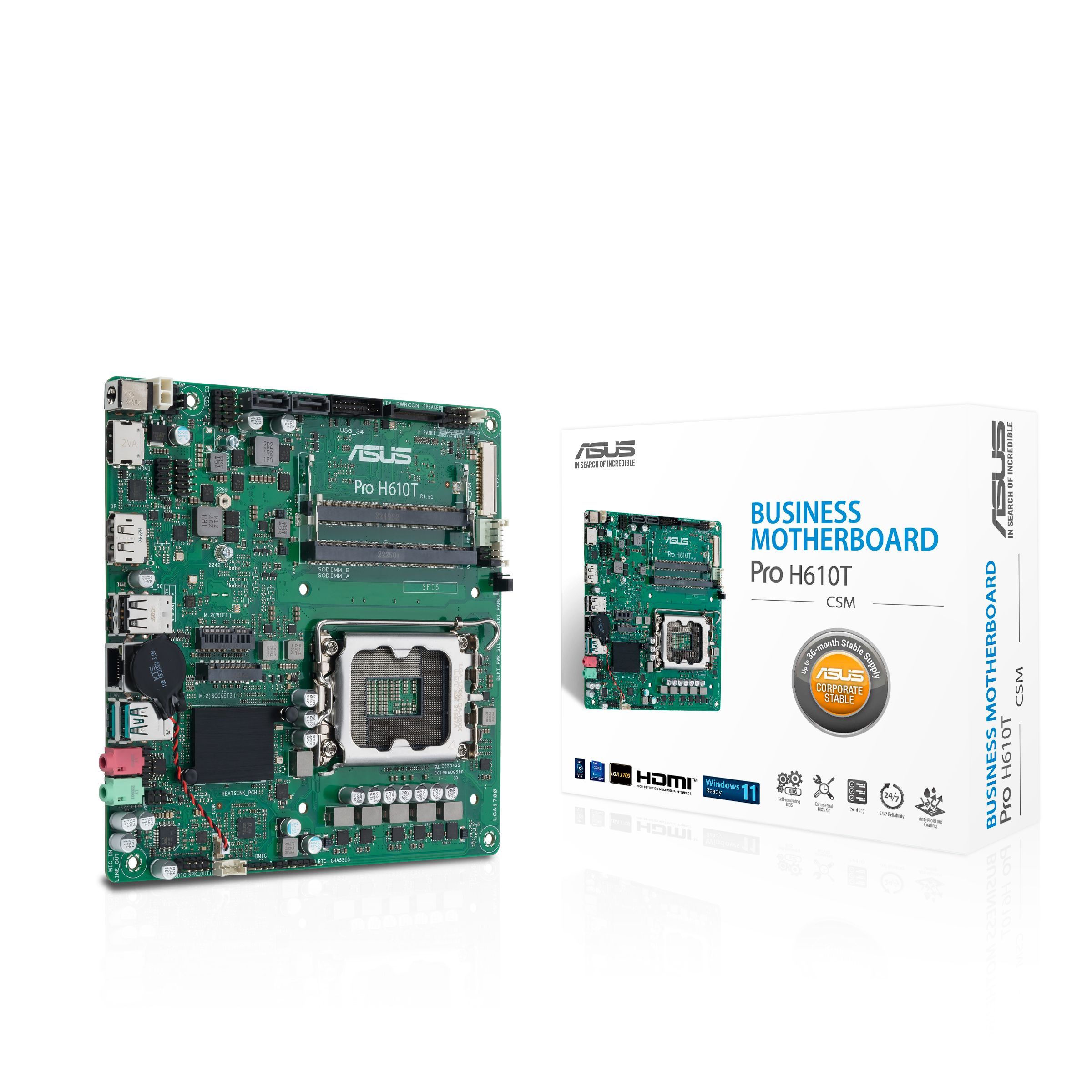ASUS PRO H610T-CSM Mini ITX Motherboard - Intel H610, LGA 1700, DDR5