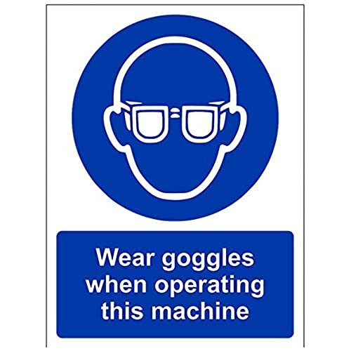 V Safety VSafety Wear Goggles Bij gebruik van deze machine PPE Sign - 150mm x 200mm - 1mm Rigid Plastic