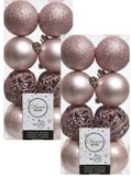 Decoris Boules de Noël - 32x pièce - rose clair - D6 cm - plastique