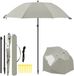 Merkloos Strandparasol met UV50+ bescherming, draaibaar, zilver/grijs, rond, stokparasol, polyester, 230x210cm