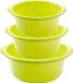 Forte Plastics Voordeelset multifunctionele kunststof ronde teiltjes groen in 3-formaten - 6-10-15 liter inhoud