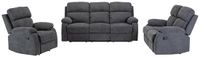 Vente-unique Relaxzitbank 3 + 2 plaatsen en fauteuil van stof met handmatig mechanisme TOLZANO - Antraciet