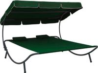 Prolenta Maison Exclusive - Lit De Repos D'Extérieur Avec Auvent Et Oreillers Vert