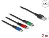 Delock USB Charging Cable 3 in 1 Type-A to Lightning™ / Micro USB / USB Type-C™ 2 m Black