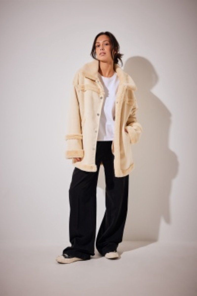 Nakd Bonded Aviator Jacket Dames Jas - Maat 38 - Light Sand - EAN: 7325946785433