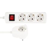 REV PowerSplit Stekkerdoos, meervoudige stekkerdoos 4-voudig (3+1) met schakelaar, wandcontactdoos blijft behouden, 3500 W, 5 m, wit