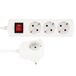REV PowerSplit Stekkerdoos, meervoudige stekkerdoos 4-voudig (3+1) met schakelaar, wandcontactdoos blijft behouden, 3500 W, 5 m, wit