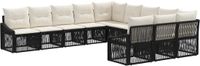 vidaXL Tuinbank Set 11-delig Zwart Polyrattan