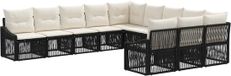 vidaXL Tuinbank Set 11-delig Zwart Polyrattan