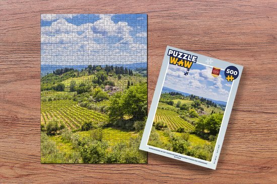 MuchoWow Puzzel Wijngaarden in het middeleeuws ommuurde stadje San Gimignano in Italië - Legpuzzel - Puzzel 500 stukjes