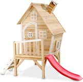 EXIT Toys EXIT Fantasia 300 Houten Speelhuis - Naturel - Op palen - Met glijbaan en veranda