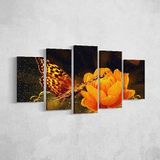 Homemania Afbeelding Butterfly-5 dieren per woonkamer, meerkleurig, 100 x 3 x 60 cm, HM205PKNV-20, polyester, hout