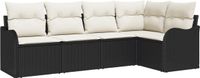 vidaXL Tuinbank - Set - 5 - st - Zwart - poly - rattan