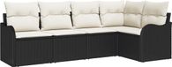 vidaXL Tuinbank - Set - 5 - st - Zwart - poly - rattan