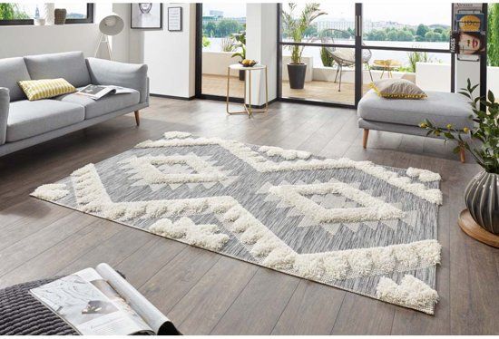 Mint rugs Vloerkleed Handira 3D effect 103516 115x170 cm Grijs & Crème