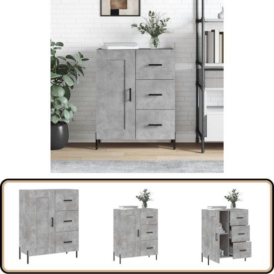 vidaXL Dressoir 69,5x34x90 cm bewerkt hout betongrijs