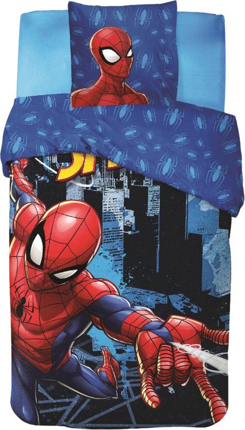 4KidsOnly Mister License Spiderman dekbedovertrek Eenpersoons Katoen Blauw