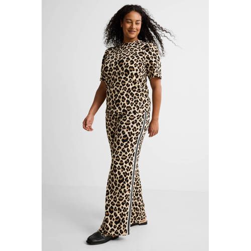 GREAT LOOKS straight fit broek met tape detail panterprint