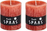 Spaas 2x Oranje rustieke cilinderkaarsen/stompkaarsen 7 x 8 cm 30 branduren - Geurloze kaarsen - Woondecoraties