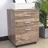 BAKAJI Ladekast, bureau, meubelstuk, printerdeur, van MDF-hout, met 3 laden en 4 draaibare wielen, modern design, meubels voor thuis, kantoor, afmetingen 46,5 x 45 x 64 cm (taupe)