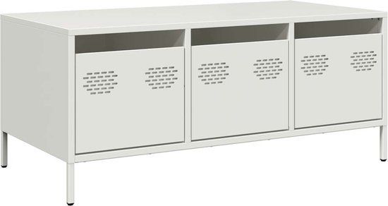 vidaXL Salontafel 101,5x50x43,5 cm koudgewalst staal wit