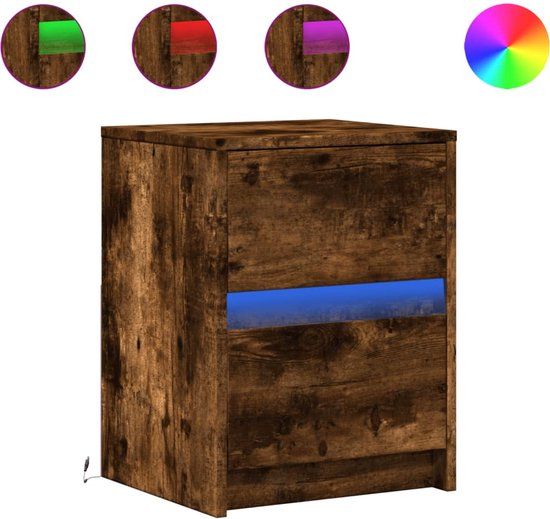vidaXL Nachtkastjes met LED 2 stuks Bewerkt Hout Gerookt Eikenkleurig