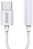 SAVIO Audio-adapter - USB type 3.1 C (M) - Jack 3,5 mm (F) - Wit AK-51