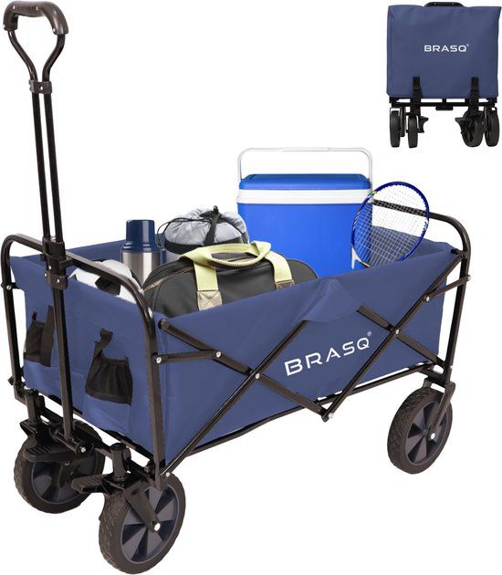 BRASQ Bolderkar Opvouwbaar - 100 Liter - 80 KG Draagkracht - Blauw