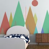 Ambiance Sticker Kinderstickers met Scandinavische bergen van Dorika, 90 x 135 cm