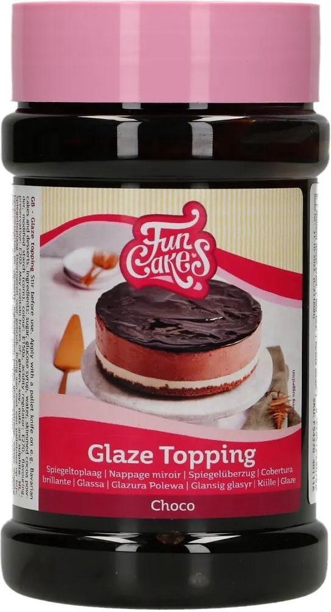 FunCakes Glaze Topping Choco: Topping voor taarten, Heerlijke smaak, Perfect voor het decoreren van taarten en cupcakes, Dessert topping. 375 g