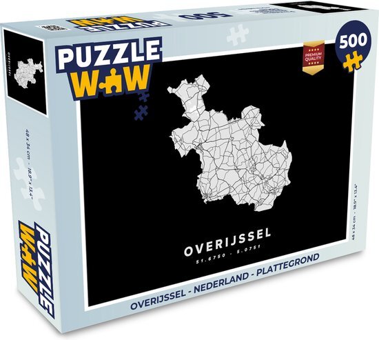 MuchoWow Puzzel Overijssel - Nederland - Plattegrond - Legpuzzel - Puzzel 500 stukjes - Stadskaart