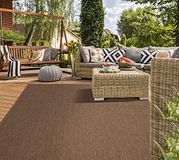 Mia's Teppiche Lara plat weefsel binnen en buiten tapijt UV- en weerbestendig bruin 200x280, 100% polypropyleen, 200x280 cm
